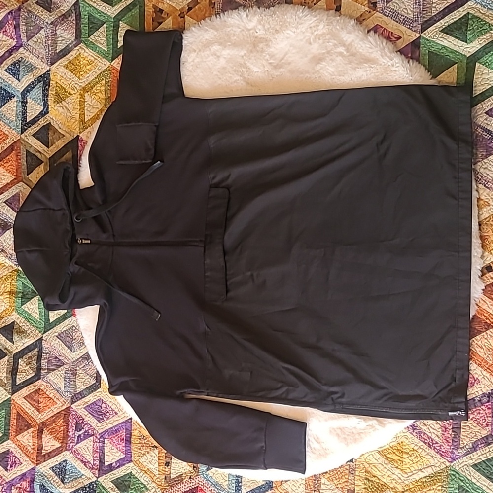 Athleta Black Hybrid Athleisure Casual Kangaroo Pocket Hoodie Dress Large